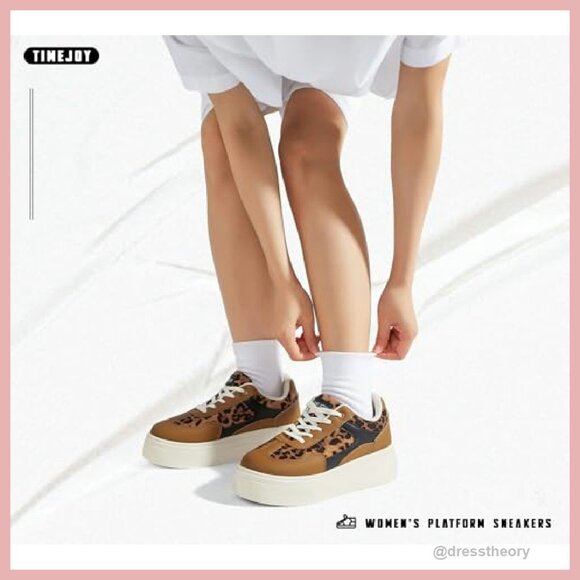 Women's Platform Sneakers Chunky Sole Non-Slip Comfortable Walking Shoes - Picture 3 of 8